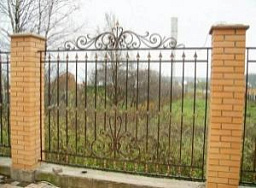 Металлический забор с ковкой для частного дома